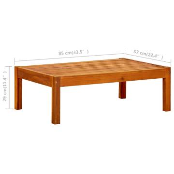 Elegant Solid Acacia Wood Garden Table - 85x57x29 cm