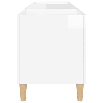 High Gloss White Record Cabinet - Stylish Vinyl Storage 121x38x48cm