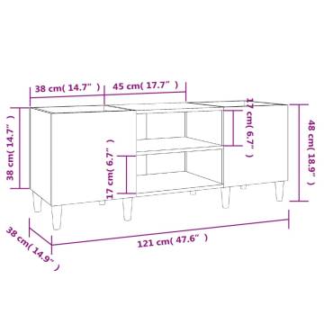 High Gloss White Record Cabinet - Stylish Vinyl Storage 121x38x48cm