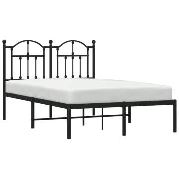 Elegant Metal Bed Frame with Headboard - Black 120x190 cm