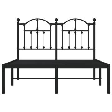 Elegant Metal Bed Frame with Headboard - Black 120x190 cm