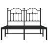 Elegant Metal Bed Frame with Headboard - Black 120x190 cm