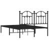 Elegant Metal Bed Frame with Headboard - Black 120x190 cm