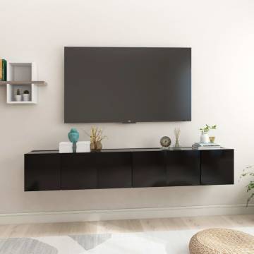 Stylish Hanging TV Cabinets Set - 3 pcs Black (60x30x30 cm)