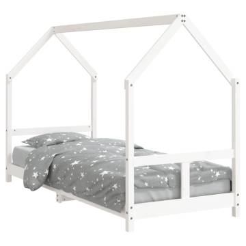 Kids Bed Frame White 80x200 cm - Solid Wood Pine