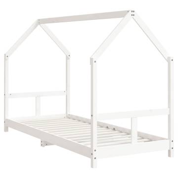 Kids Bed Frame White 80x200 cm - Solid Wood Pine