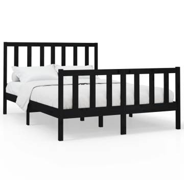 Black Solid Wood Pine Bed Frame 120x200 cm - Hipo Market