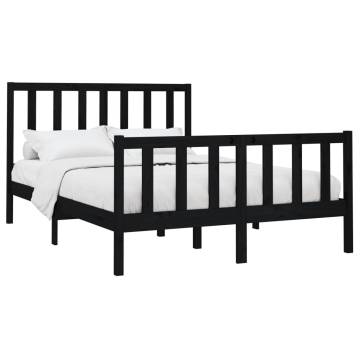 Black Solid Wood Pine Bed Frame 120x200 cm - Hipo Market