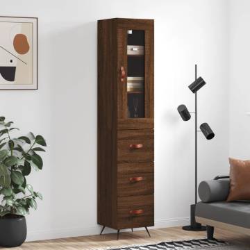 Stylish Highboard in Brown Oak - Engineered Wood