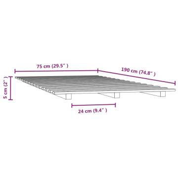 White Bed Frame 75x190 cm Small Single Solid Pine - Hipomarket