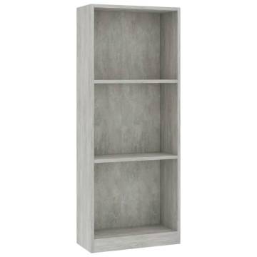 3-Tier Concrete Grey Book Cabinet - Modern Storage Solution