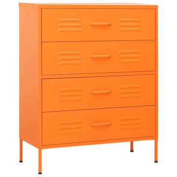 Sturdy Orange Chest of Drawers - 80x35x101.5 cm Steel