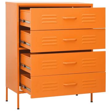 Sturdy Orange Chest of Drawers - 80x35x101.5 cm Steel