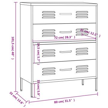 Sturdy Orange Chest of Drawers - 80x35x101.5 cm Steel