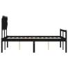 Stylish Black Double Bed Frame with Headboard - Solid Pine Wood