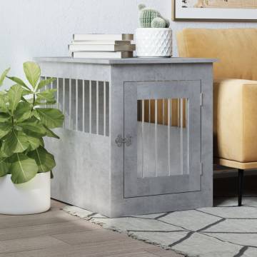 Stylish Dog Crate Furniture in Concrete Grey - 55x75x65 cm