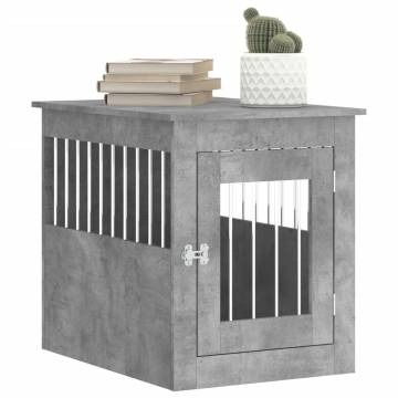 Stylish Dog Crate Furniture in Concrete Grey - 55x75x65 cm