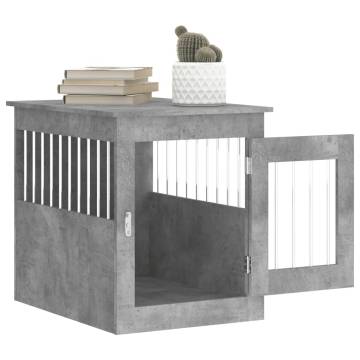 Stylish Dog Crate Furniture in Concrete Grey - 55x75x65 cm