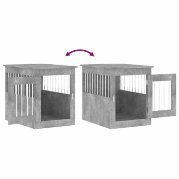 Stylish Dog Crate Furniture in Concrete Grey - 55x75x65 cm