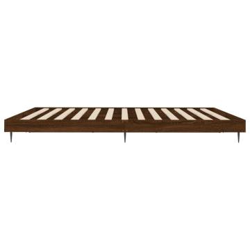 Brown Oak Bed Frame 200x200 cm - Durable Engineered Wood