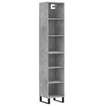 Elegant Highboard in Concrete Grey - 34.5x32.5x180 cm