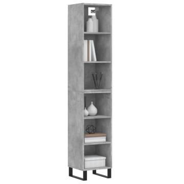 Elegant Highboard in Concrete Grey - 34.5x32.5x180 cm