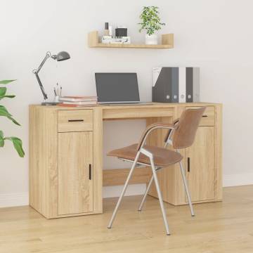 Sonoma Oak Desk with Cabinet | Stylish and Practical Storage