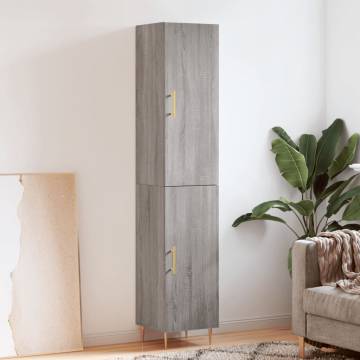 Stylish Highboard in Grey Sonoma | 34.5x34x180 cm