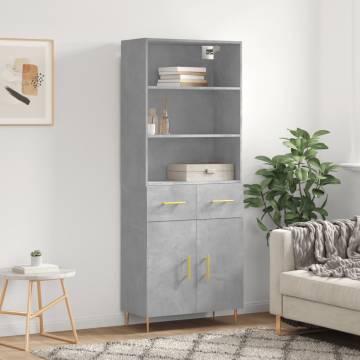 Stylish Highboard Concrete Grey - 69.5x34x180 cm | HipoMarket