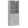 Stylish Highboard Concrete Grey - 69.5x34x180 cm | HipoMarket