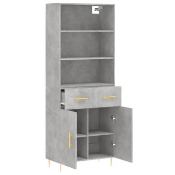 Stylish Highboard Concrete Grey - 69.5x34x180 cm | HipoMarket