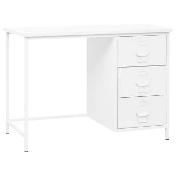 Industrial Desk with Drawers White - Stylish Home Office Furniture