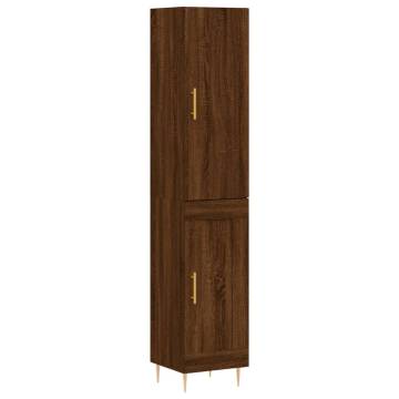 Elegant Highboard Brown Oak - Engineered Wood 34.5x34x180 cm