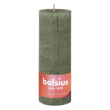 Bolsius Rustic Pillar Candles Fresh Olive - 4 pcs (190x68 mm)