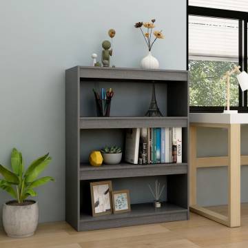 Book Cabinet/Room Divider Grey - Solid Pinewood, 100x30 cm