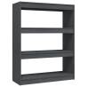 Book Cabinet/Room Divider Grey - Solid Pinewood, 100x30 cm