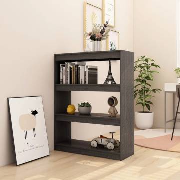 Book Cabinet/Room Divider Grey - Solid Pinewood, 100x30 cm