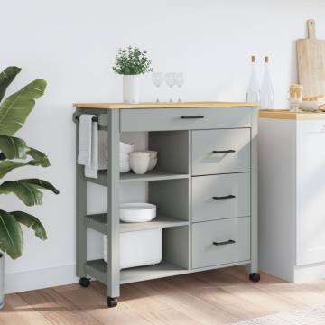 MONZA Kitchen Trolley 84x40x90 cm Solid Pine | Hipomarket