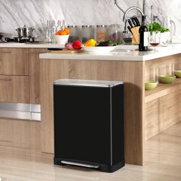 EKO Pedal Bin E-Cube 28+18 L Matte Black - Stylish & Functional