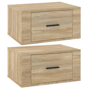 Elegant Wall-Mounted Bedside Cabinets - Sonoma Oak | HipoMarket