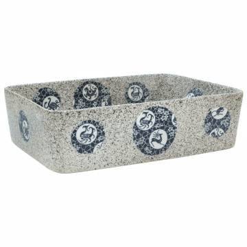 Stylish Multicolour Countertop Basin - 46x35.5 cm Ceramic