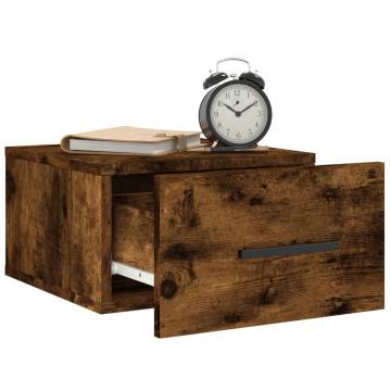 Wall-mounted Bedside Cabinet Smoked Oak - Stylish Storage Solution