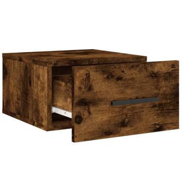 Wall-mounted Bedside Cabinet Smoked Oak - Stylish Storage Solution