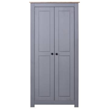 Stylish Grey Wardrobe - Solid Pine Panama Range 80x50x171.5 cm