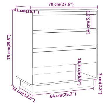 Stylish White Sideboard - 70x41x75 cm Engineered Wood