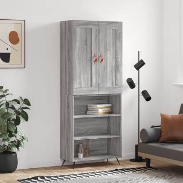 Stylish Highboard Grey Sonoma - 69.5x34x180 cm | HipoMarket