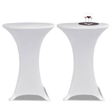 White Stretch Table Covers Ø80cm - 2 pcs for Events