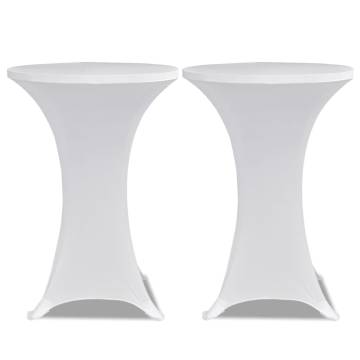 White Stretch Table Covers Ø80cm - 2 pcs for Events