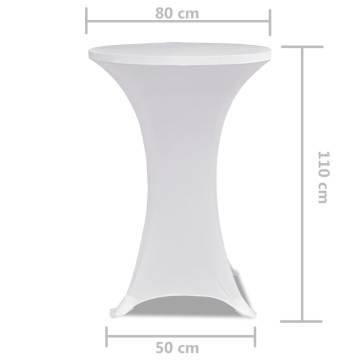 White Stretch Table Covers Ø80cm - 2 pcs for Events