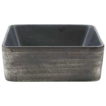 Stylish Black & Brown Rectangular Ceramic Basin - 46x35.5cm